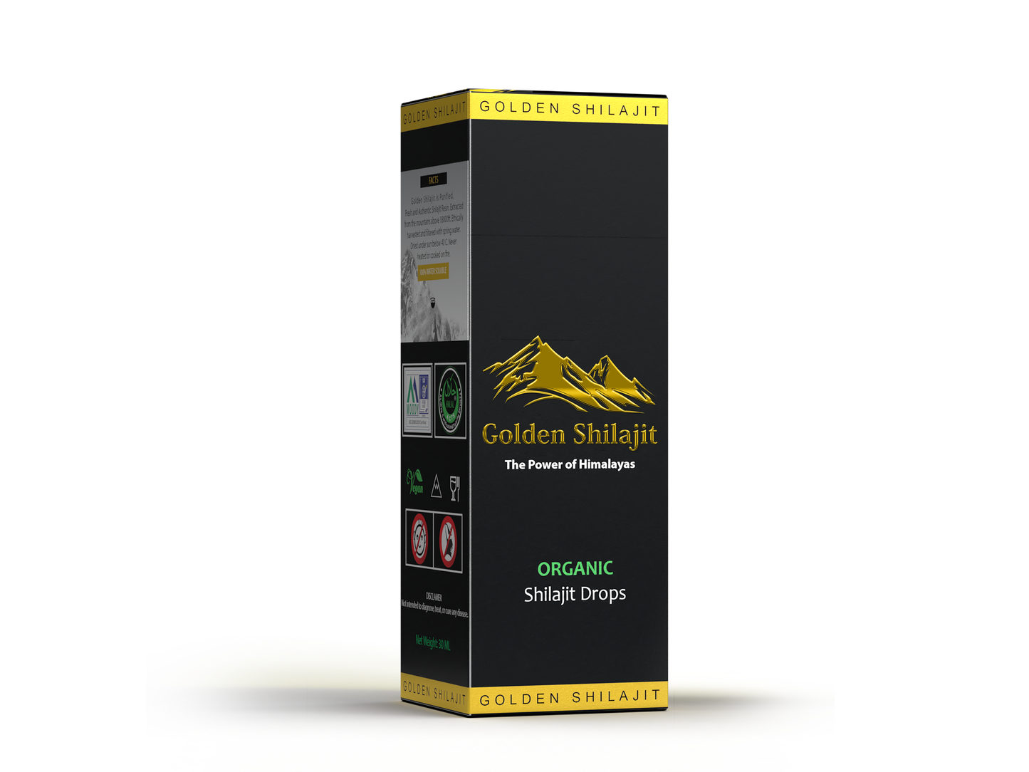 GOLDEN Shilajit Drops | 30 ML | Organic | Purified | 5 Packs | 3 Months Supply