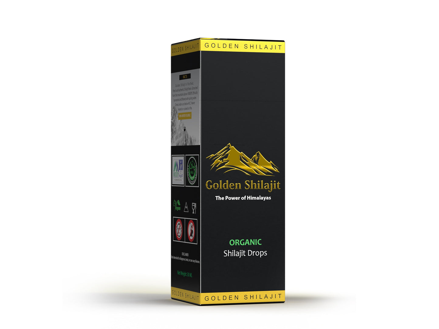 GOLDEN Shilajit Drops | 30 ML | Organic | Purified | 5 Packs | 3 Months Supply